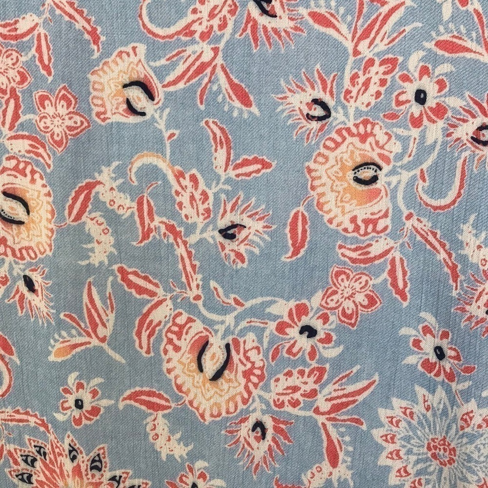 Peck & Peck Floral Print Bell Sleeve Blouse Blue Coral Rayon Boho Top S - Picture 2 of 8